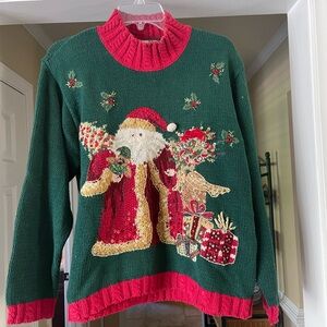 Tiara Green and Red Santa Sweater